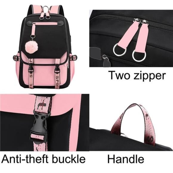 School Backpack Girls Bookbag, Heavy Duty Kids Backpack 21L Children - Picture 3 of 5